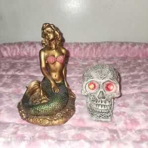 Mermaid and Skull Figurine Set